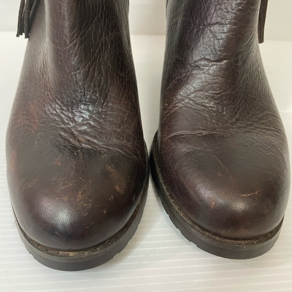 Lauren Ralph Lauren Carah Brown Leather Tasseled Zip Ankle Boots Size 6.5 - Picture 2 of 9